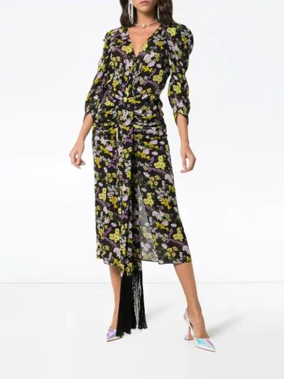 Shop Magda Butrym Silk Downey Floral Print Dress In Black