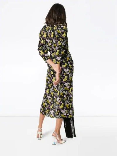 Shop Magda Butrym Silk Downey Floral Print Dress In Black