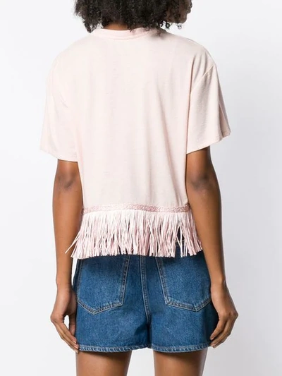 Shop Alanui Fringed Embroidered T-shirt In Pink