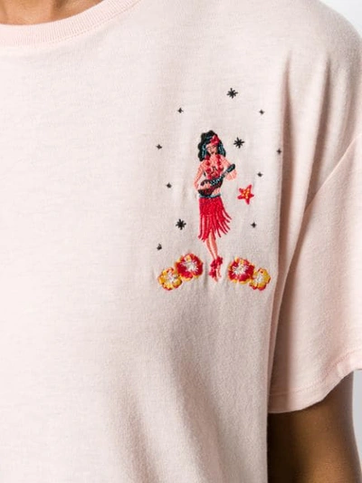 Shop Alanui Fringed Embroidered T-shirt In Pink