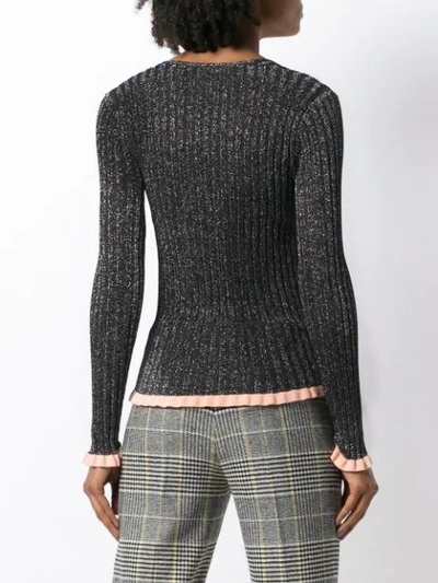 Shop Chloé Ribbed Fitted Top In Metallic