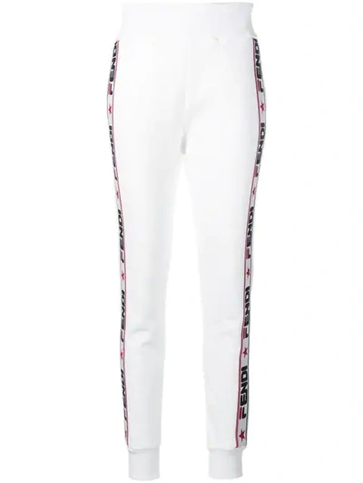 Shop Fendi Side Band Track Pants In White