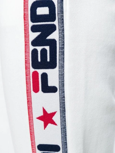 Shop Fendi Side Band Track Pants In White