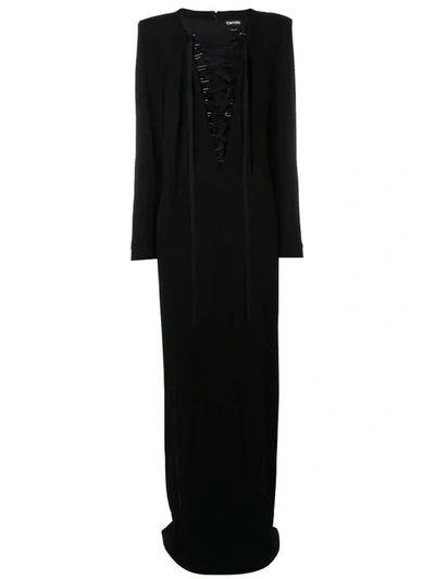 Shop Tom Ford Sable Lace-up Gown In Lb999 Black