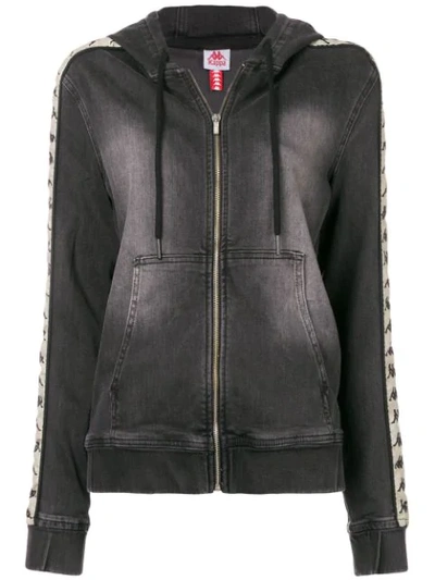 Shop Kappa Hooded Denim Jacket In Black
