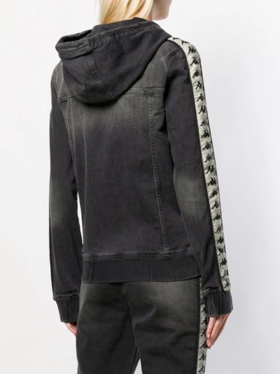 Shop Kappa Hooded Denim Jacket In Black