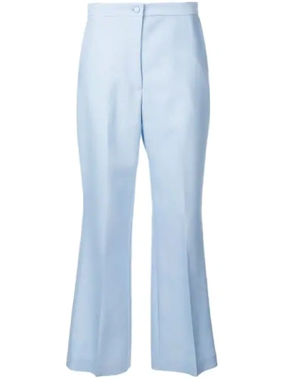 Shop Partow Cropped Flared Trousers In Blue