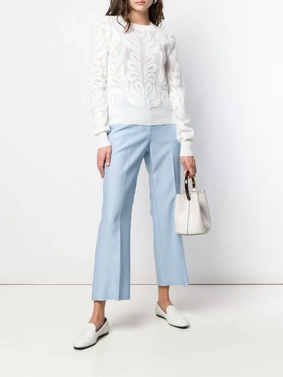 Shop Partow Cropped Flared Trousers In Blue