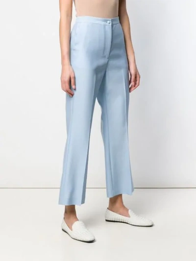 Shop Partow Cropped Flared Trousers In Blue