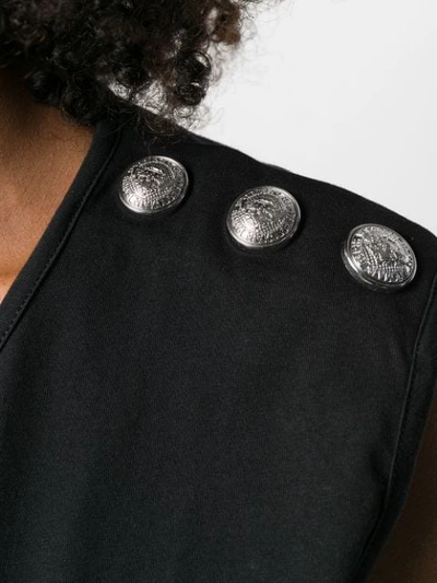 Shop Balmain Embellished Buttons Top In Black