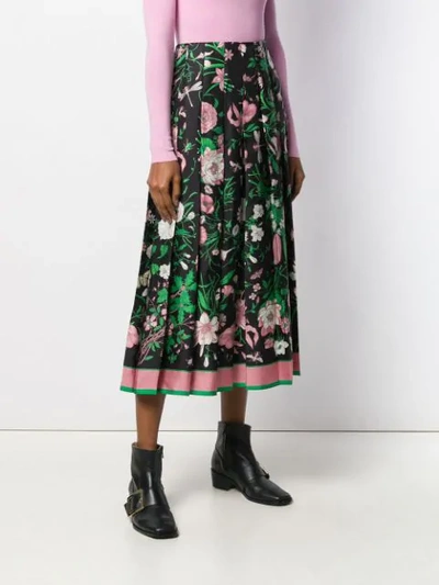 Shop Gucci Flora Print Skirt In Black