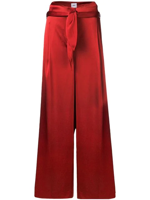 Nanushka Satin Palazzo Trousers In Rosso | ModeSens
