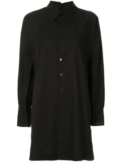 Shop Yohji Yamamoto Long Button-up Shirt In Black
