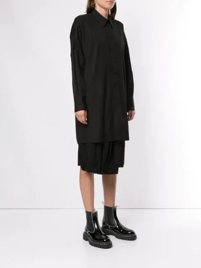 YOHJI YAMAMOTO LONG BUTTON-UP SHIRT - 黑色