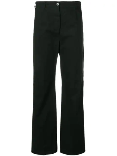 Shop Mm6 Maison Margiela High Waisted Straight Trousers - Black