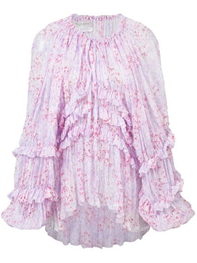 Shop Carolina Herrera Pleated Ruffle Blouse - Pink