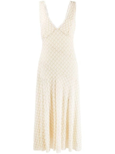 Shop Alexa Chung Floral Embroidered Dress - Neutrals