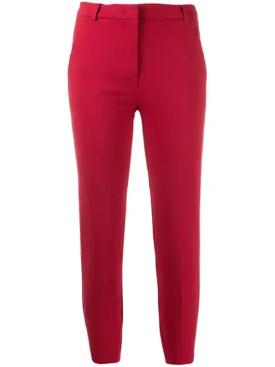 Shop Pinko Slim-fit Cropped Trousers In Red