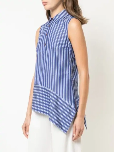 Shop Derek Lam 10 Crosby Sleeveless Asymmetrical Hem Top In Blue