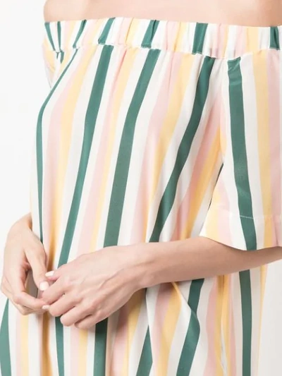 Shop Asceno Striped Off Shoulder Dress In Multicolour