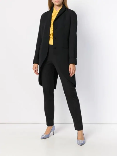 Shop Moschino Long Fitted Blazer - Black