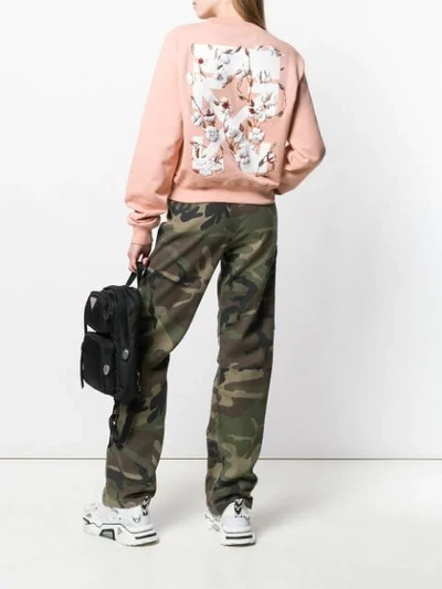 Shop Off-white Floral Embroidered Sweatshirt - Pink