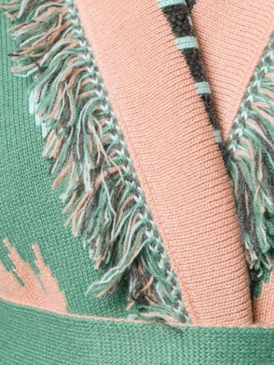 Shop Alanui Knit Printed Robe Cardigan In Green