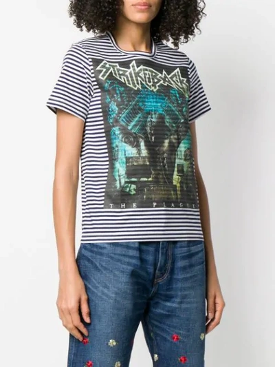 Shop Junya Watanabe Strikeback Striped T-shirt In Blue