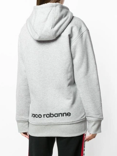 Shop Paco Rabanne Zipped Logo Hoodie In Grey