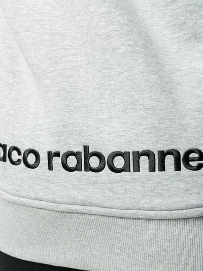 Shop Paco Rabanne Zipped Logo Hoodie In Grey
