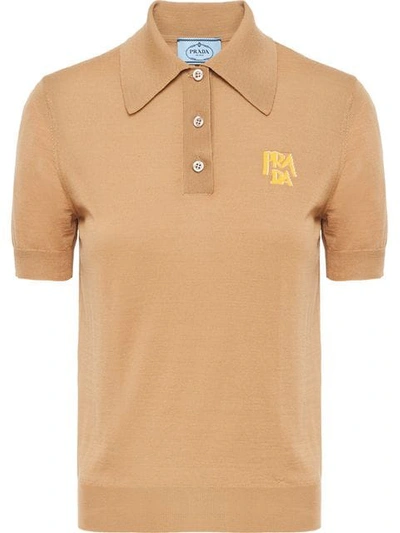 Shop Prada Logo Polo Shirt In Neutrals