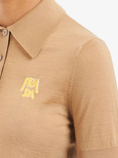 Shop Prada Logo Polo Shirt In Neutrals