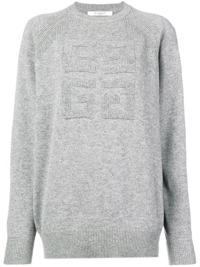 Shop Givenchy Cashmere Logo Sweater In Grey