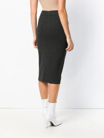 Shop Peserico Front Slit Skirt In Grey