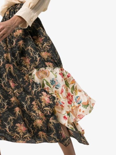 Shop By Walid Frida Floral Print Asymmetric Skirt In Mixed Frida