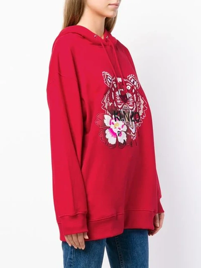 Shop Kenzo Tiger Oversized Hoodie In Red