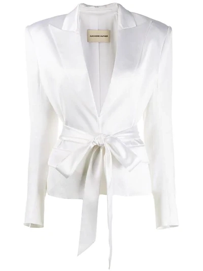 Shop Alexandre Vauthier Belted Blazer In White