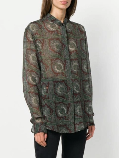 Shop Saint Laurent Paisley Long-sleeve Shirt In Green