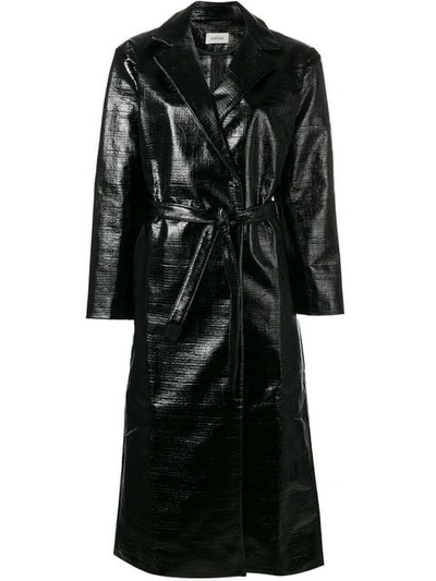 Shop Totême Belted Trench Coat In Black