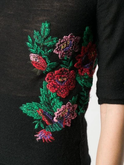 Shop Yohji Yamamoto Vintage Yohji Yamamoto  Floral Reverse Embroidered Turtleneck - Black