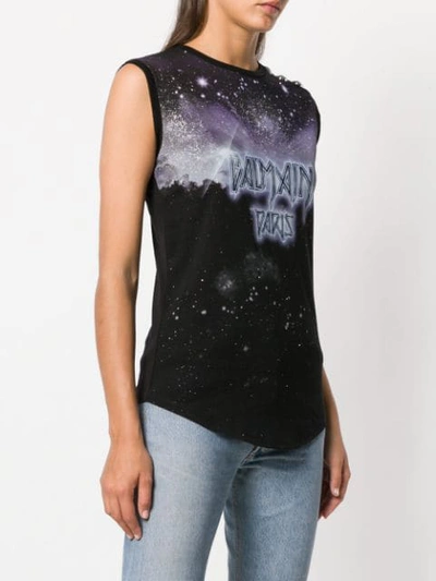 Shop Balmain Printed Tank Top In Black