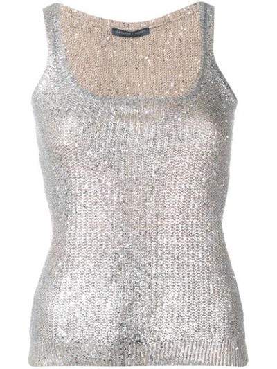 Shop Alexander Mcqueen Foil Knitted Top - Silver