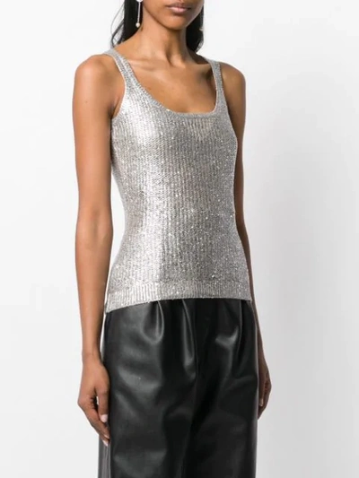 Shop Alexander Mcqueen Foil Knitted Top - Silver