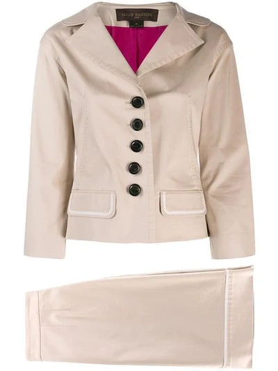 Pre-owned Louis Vuitton 2000's  Fitted Skirt Suit In Neutrals