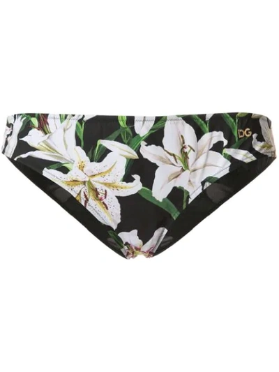 Shop Dolce & Gabbana Lily Print Bikini Bottoms In Multicolour