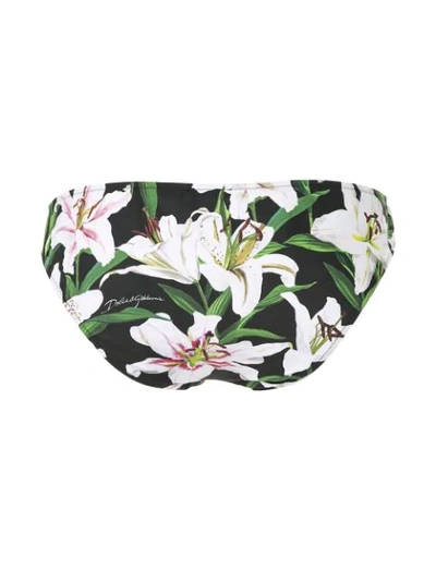 Shop Dolce & Gabbana Lily Print Bikini Bottoms In Multicolour