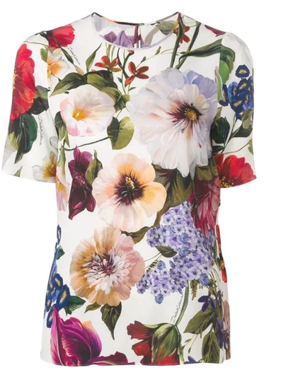 Shop Dolce & Gabbana Oberteil Mit Blumen-print In White