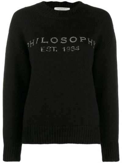 Shop Philosophy Di Lorenzo Serafini Embellished Logo Sweater In Black
