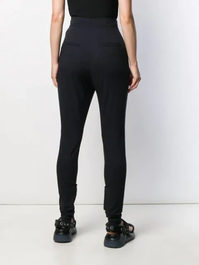 Shop Ji Oh High Waisted Tapered Trousers In Blue