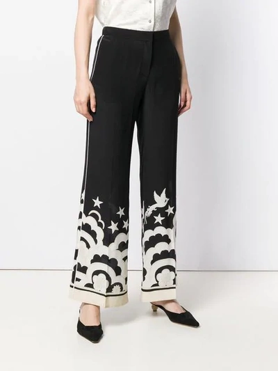 Shop Valentino Contrast Print Wide In Black